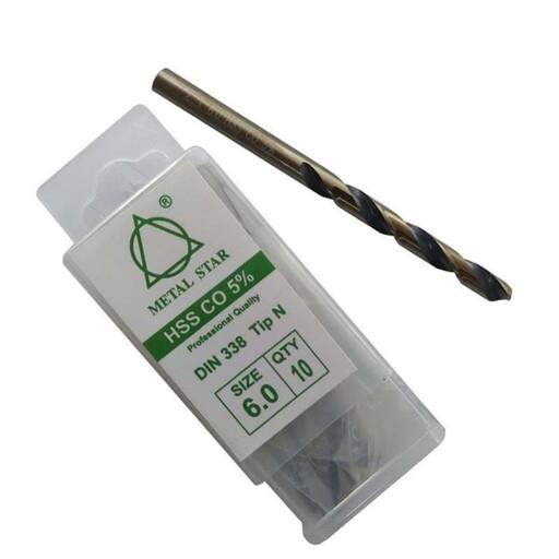 مته کبالت متال استار مدلDIN338 سایز 6 میلیمتر مجموعه ده عددی